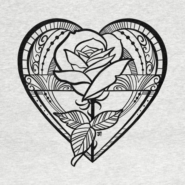 Tattoo style rose and heart by Jhooray